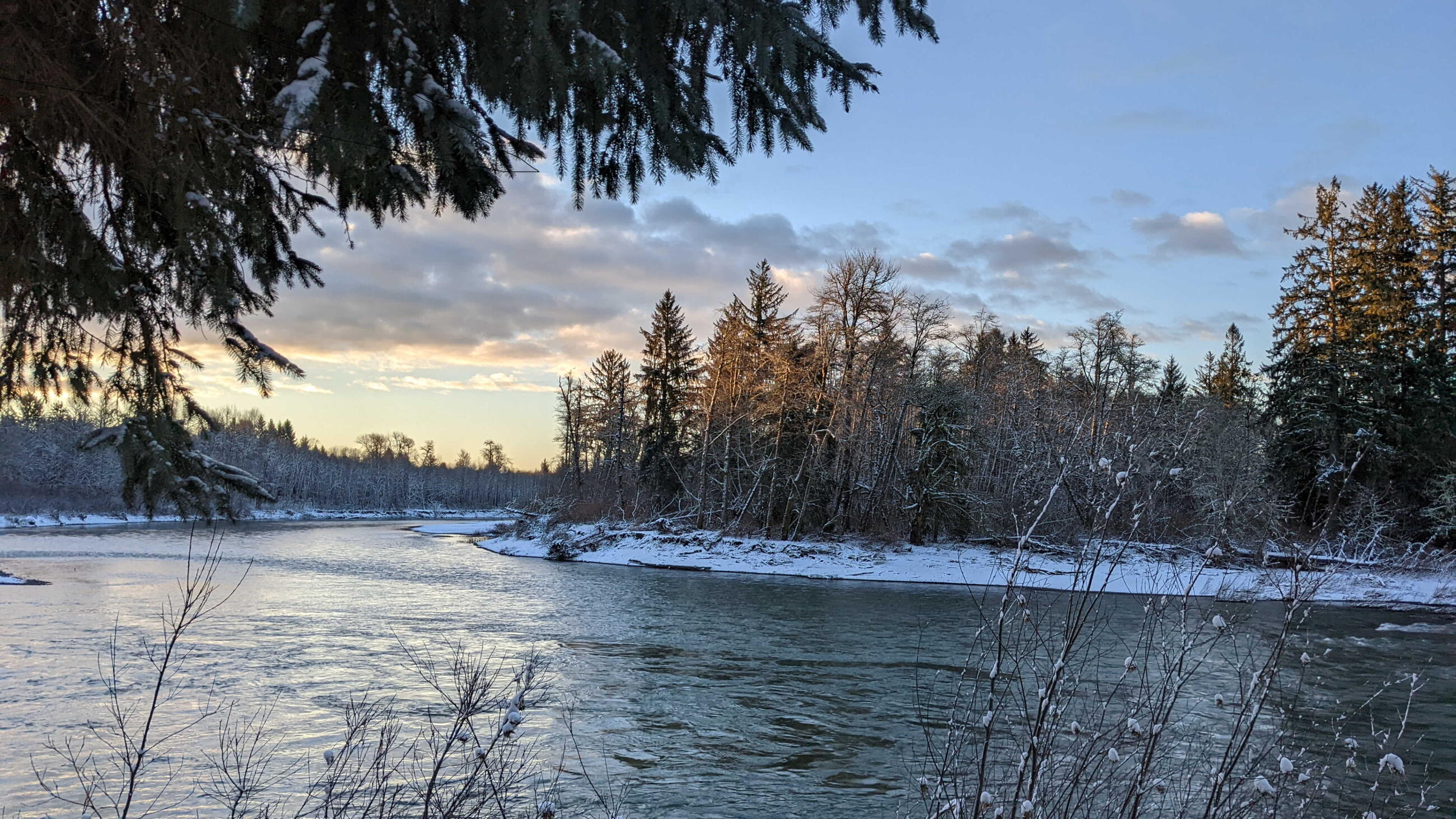 Sunrise over the confluence in January